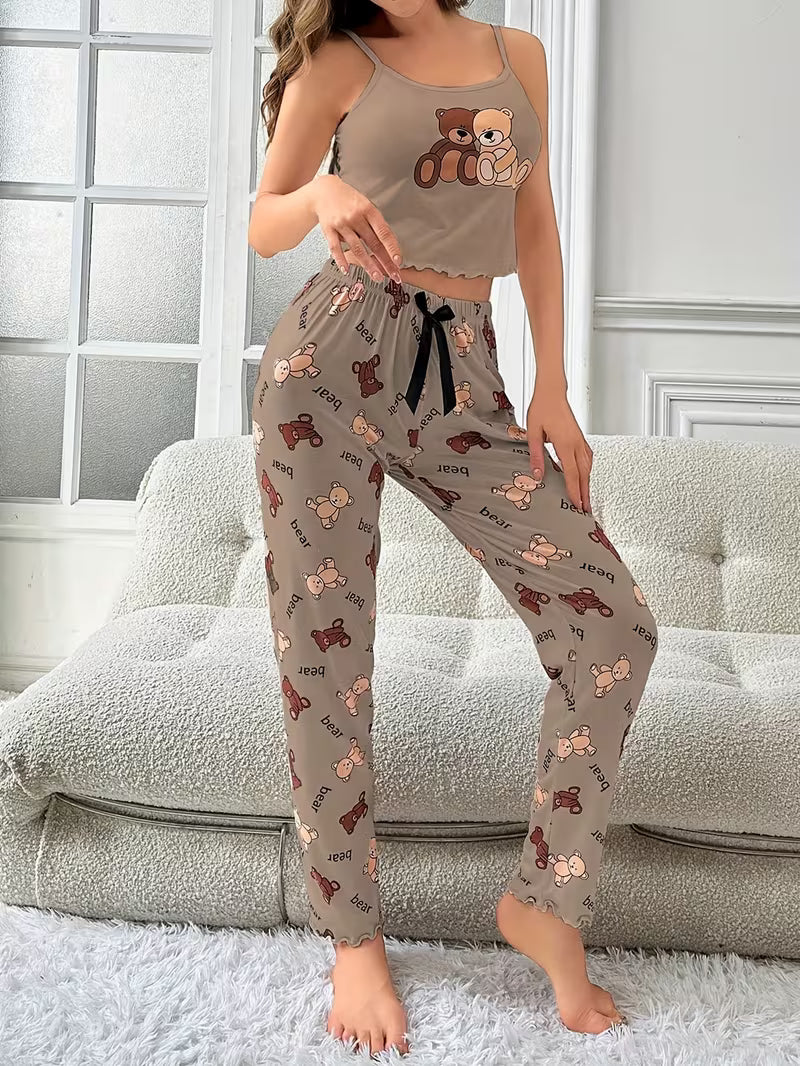 Conjunto de Pijama para Mujer – Estampado de Oso