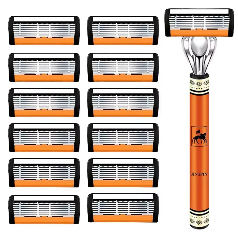 Experience the Ultimate Shave with Our 6-Layers High-Quality Stainless Steel Razor Set for Men