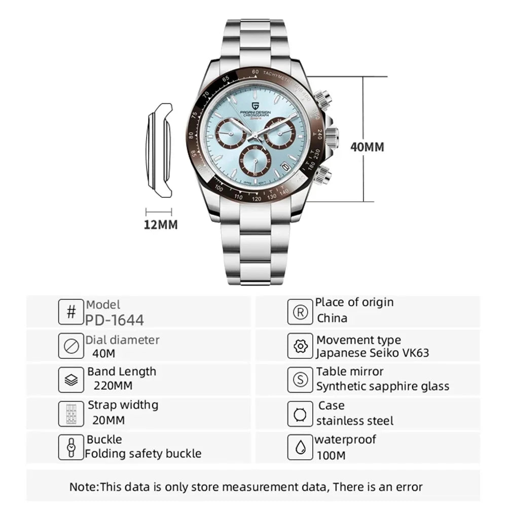 2026 New  Top Brand Men'S Sports Quartz Watches Sapphire Stainless Steel Waterproof Chronograph Luxury Reloj Hombre