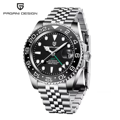 40Mm GMT Men'S Mechanical Watches Rubber Strap Rotating Bezel 100 Waterproof Sports Wristwatch Mens Business Clock
