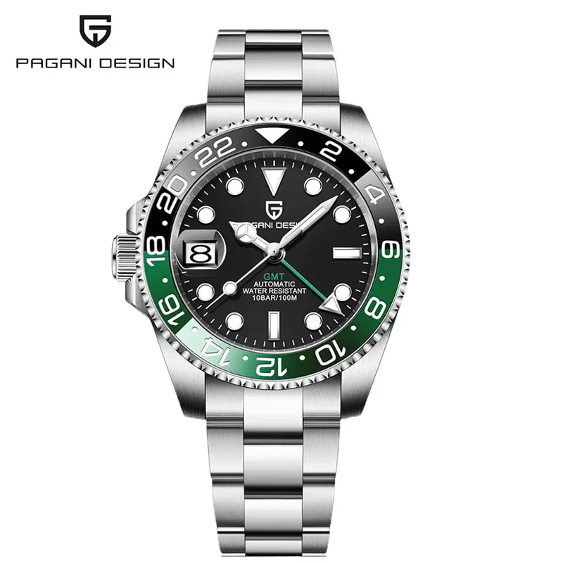 40Mm GMT Men'S Mechanical Watches Rubber Strap Rotating Bezel 100 Waterproof Sports Wristwatch Mens Business Clock