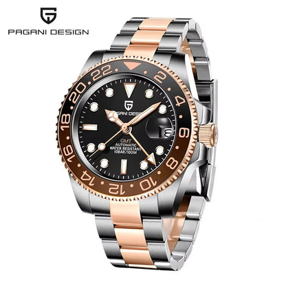 40Mm GMT Men'S Mechanical Watches Rubber Strap Rotating Bezel 100 Waterproof Sports Wristwatch Mens Business Clock