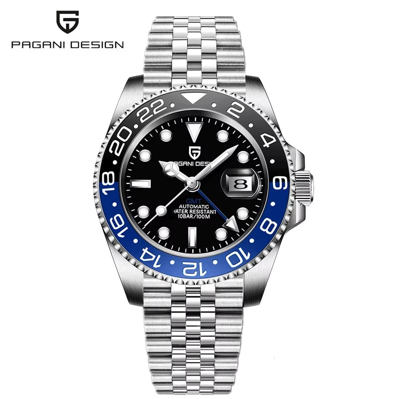 40Mm GMT Men'S Mechanical Watches Rubber Strap Rotating Bezel 100 Waterproof Sports Wristwatch Mens Business Clock