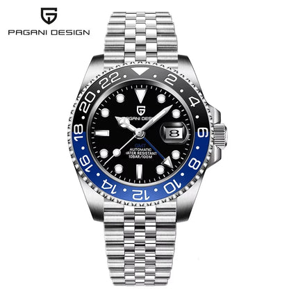 40Mm GMT Men'S Mechanical Watches Rubber Strap Rotating Bezel 100 Waterproof Sports Wristwatch Mens Business Clock