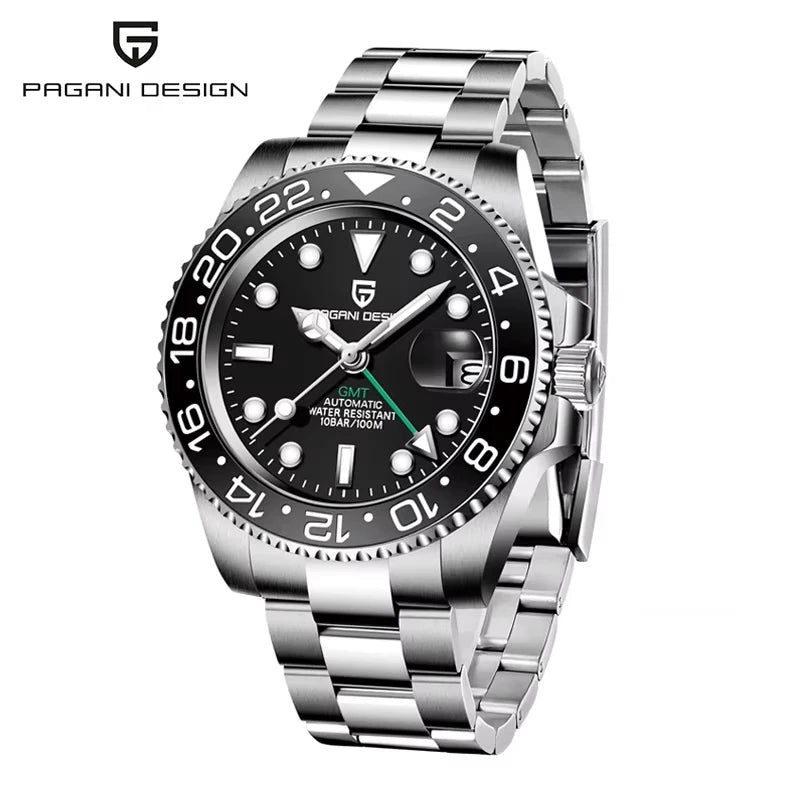 40Mm GMT Men'S Mechanical Watches Rubber Strap Rotating Bezel 100 Waterproof Sports Wristwatch Mens Business Clock