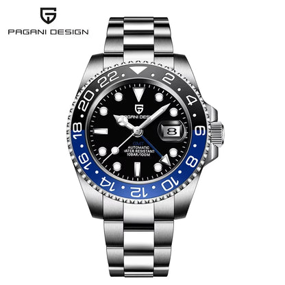 40Mm GMT Men'S Mechanical Watches Rubber Strap Rotating Bezel 100 Waterproof Sports Wristwatch Mens Business Clock
