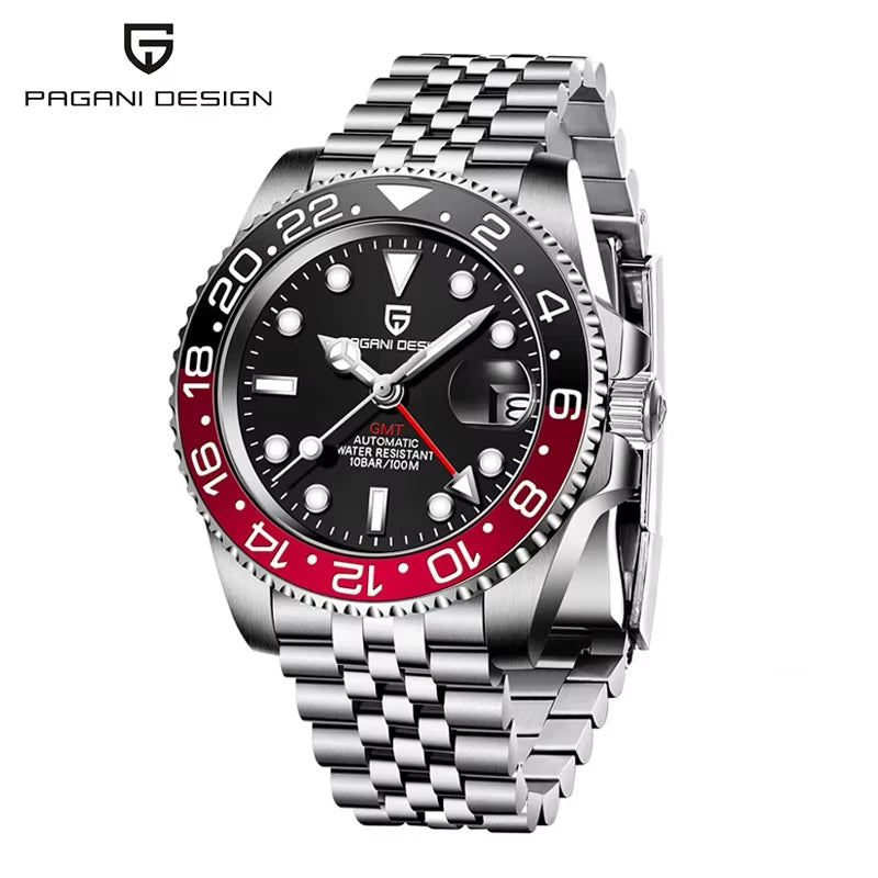 40Mm GMT Men'S Mechanical Watches Rubber Strap Rotating Bezel 100 Waterproof Sports Wristwatch Mens Business Clock