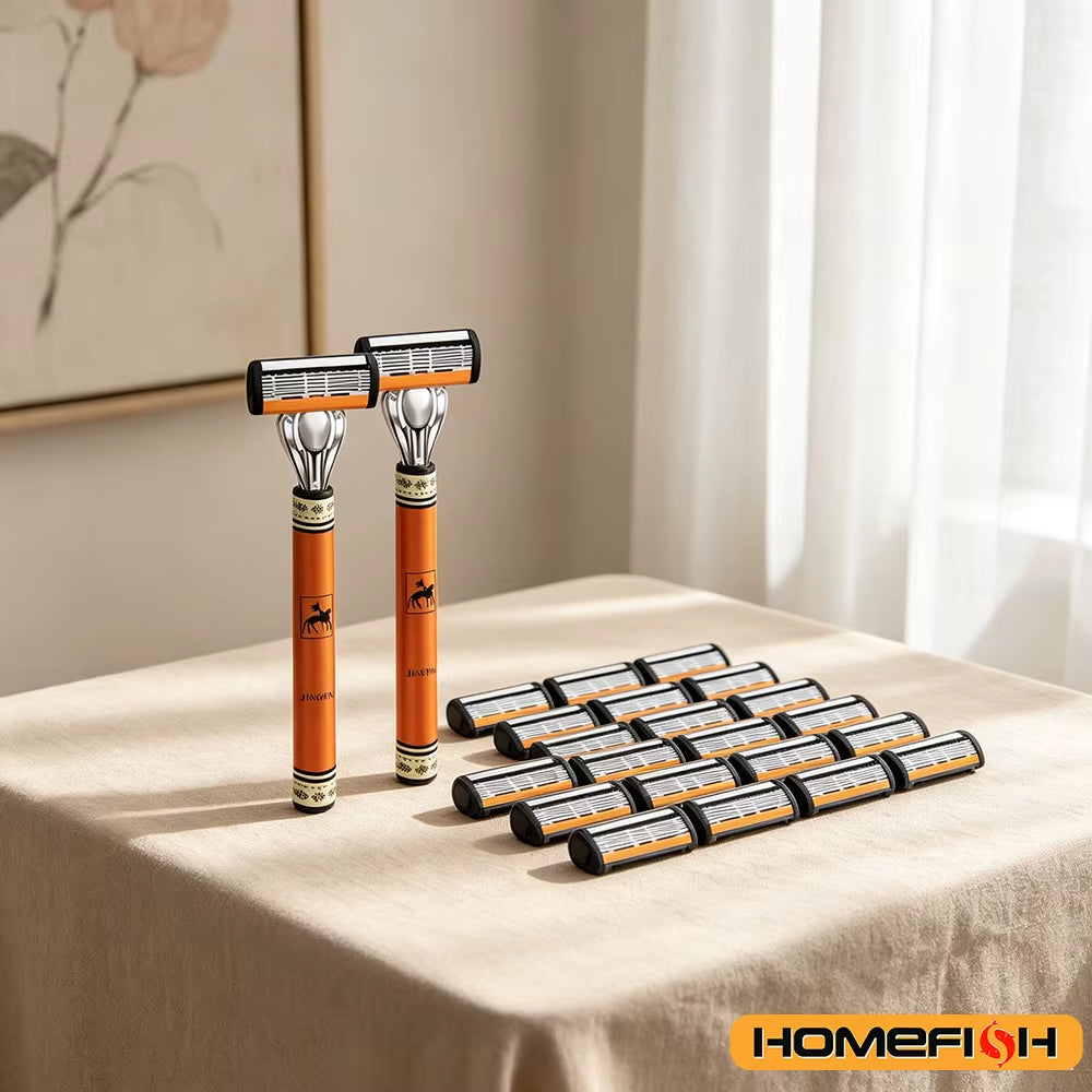 Experience the Ultimate Shave with Our 6-Layers High-Quality Stainless Steel Razor Set for Men