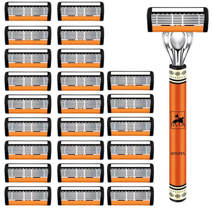Experience the Ultimate Shave with Our 6-Layers High-Quality Stainless Steel Razor Set for Men