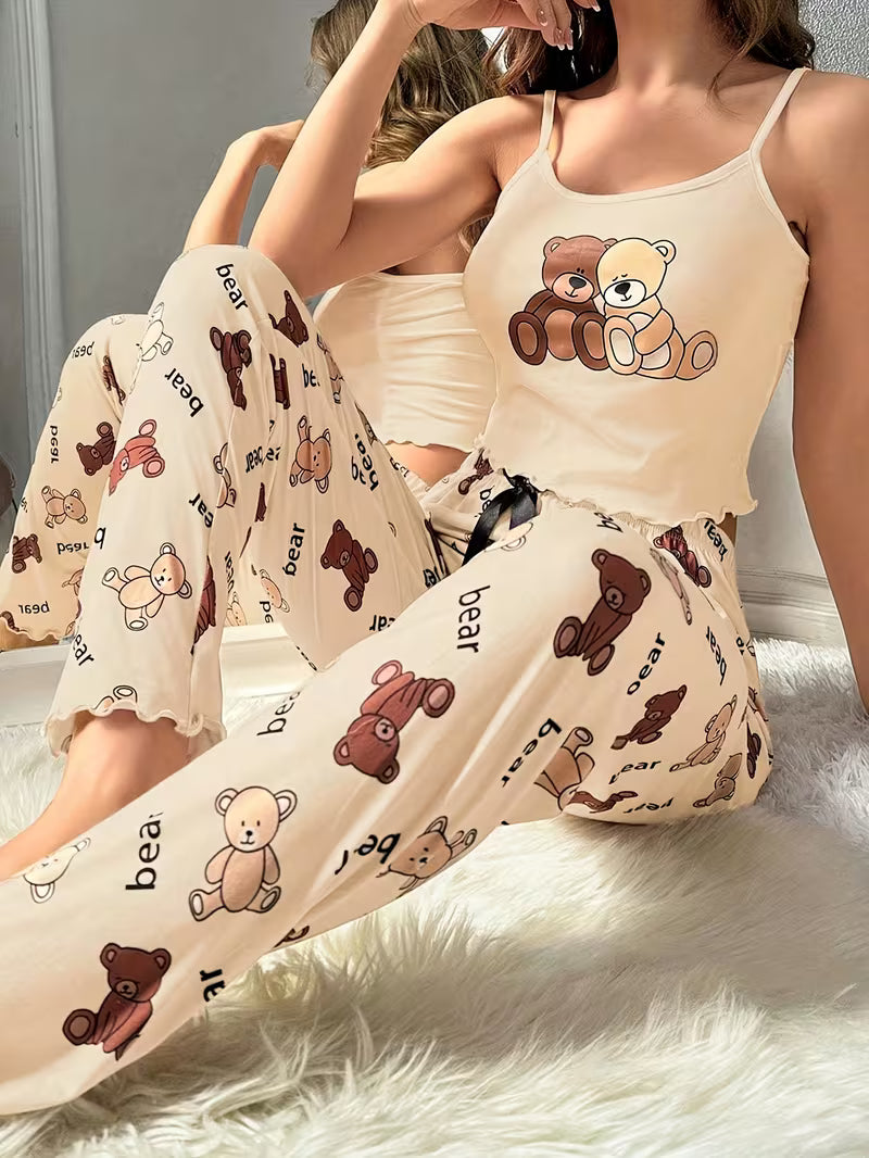 Conjunto de Pijama para Mujer – Estampado de Oso