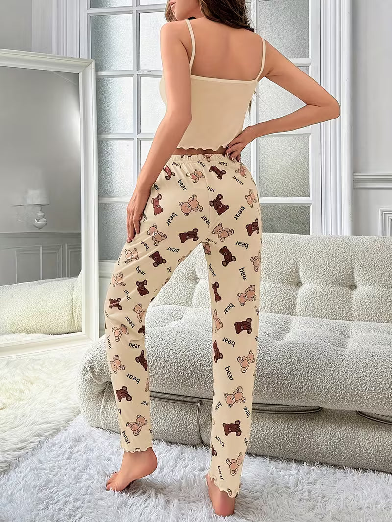 Conjunto de Pijama para Mujer – Estampado de Oso