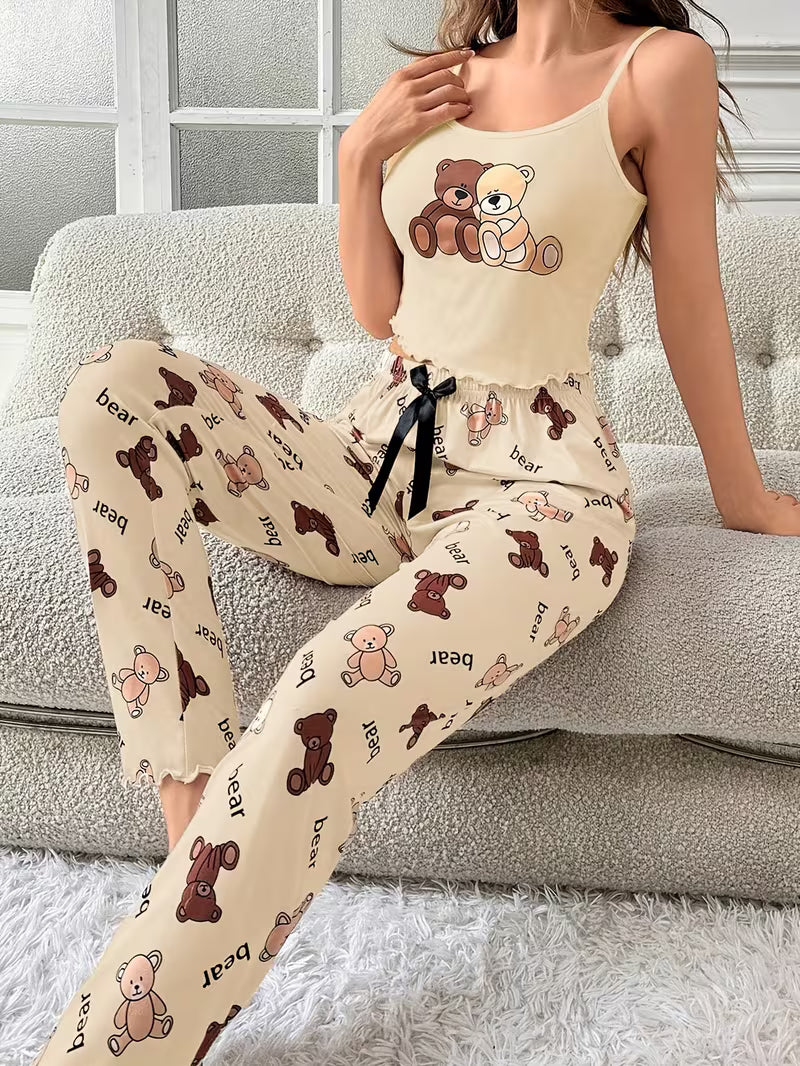 Conjunto de Pijama para Mujer – Estampado de Oso