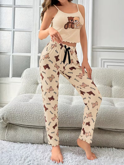 Conjunto de Pijama para Mujer – Estampado de Oso