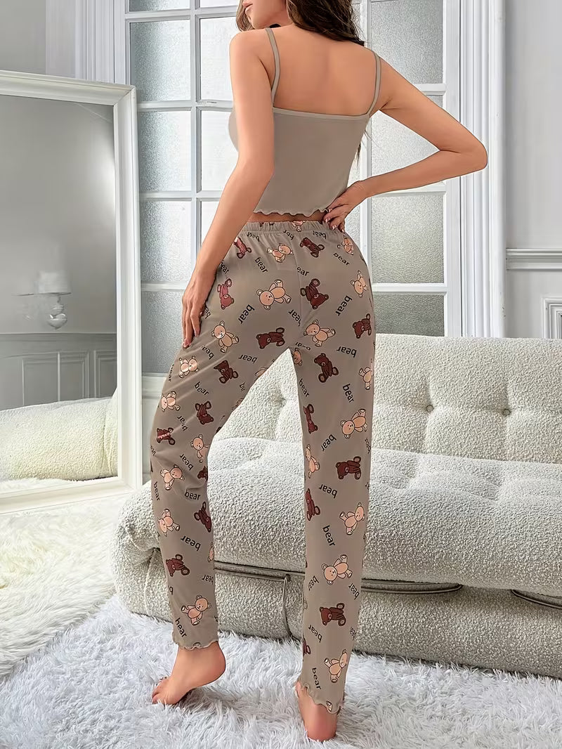 Conjunto de Pijama para Mujer – Estampado de Oso