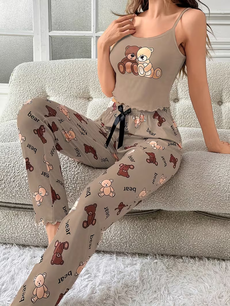 Conjunto de Pijama para Mujer – Estampado de Oso