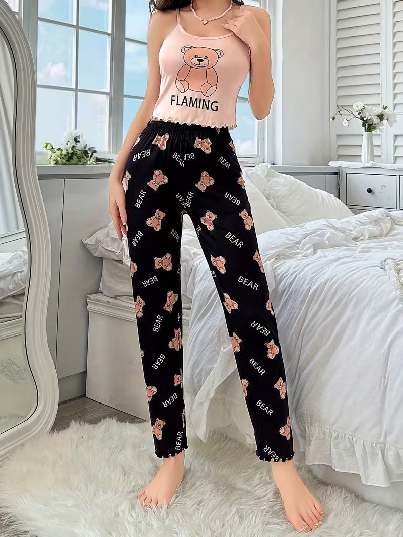 Conjunto de Pijama para Mujer – Estampado de Oso
