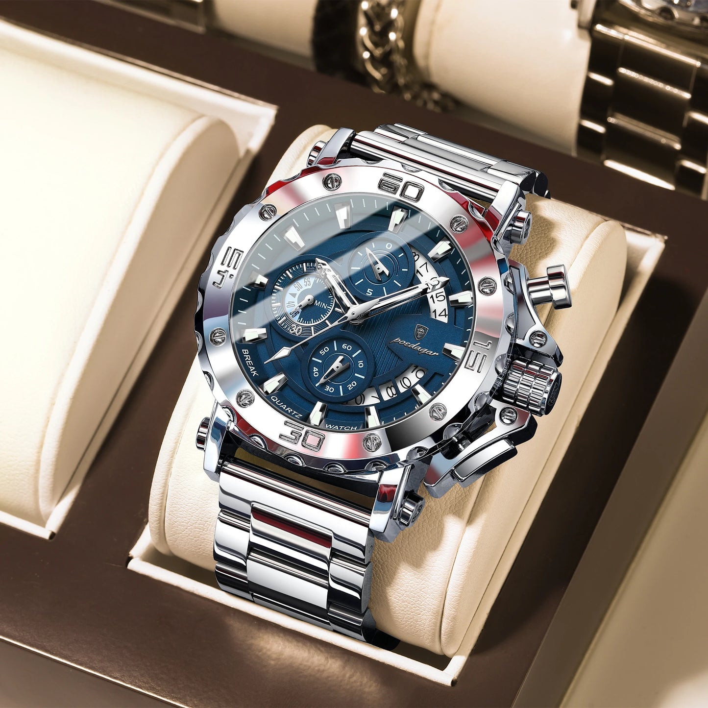 Luxury Watch for Men Calendar Luminous Waterproof Man Clock Male Chronograph Stainless Steel Men'S Quartz Watches Reloj