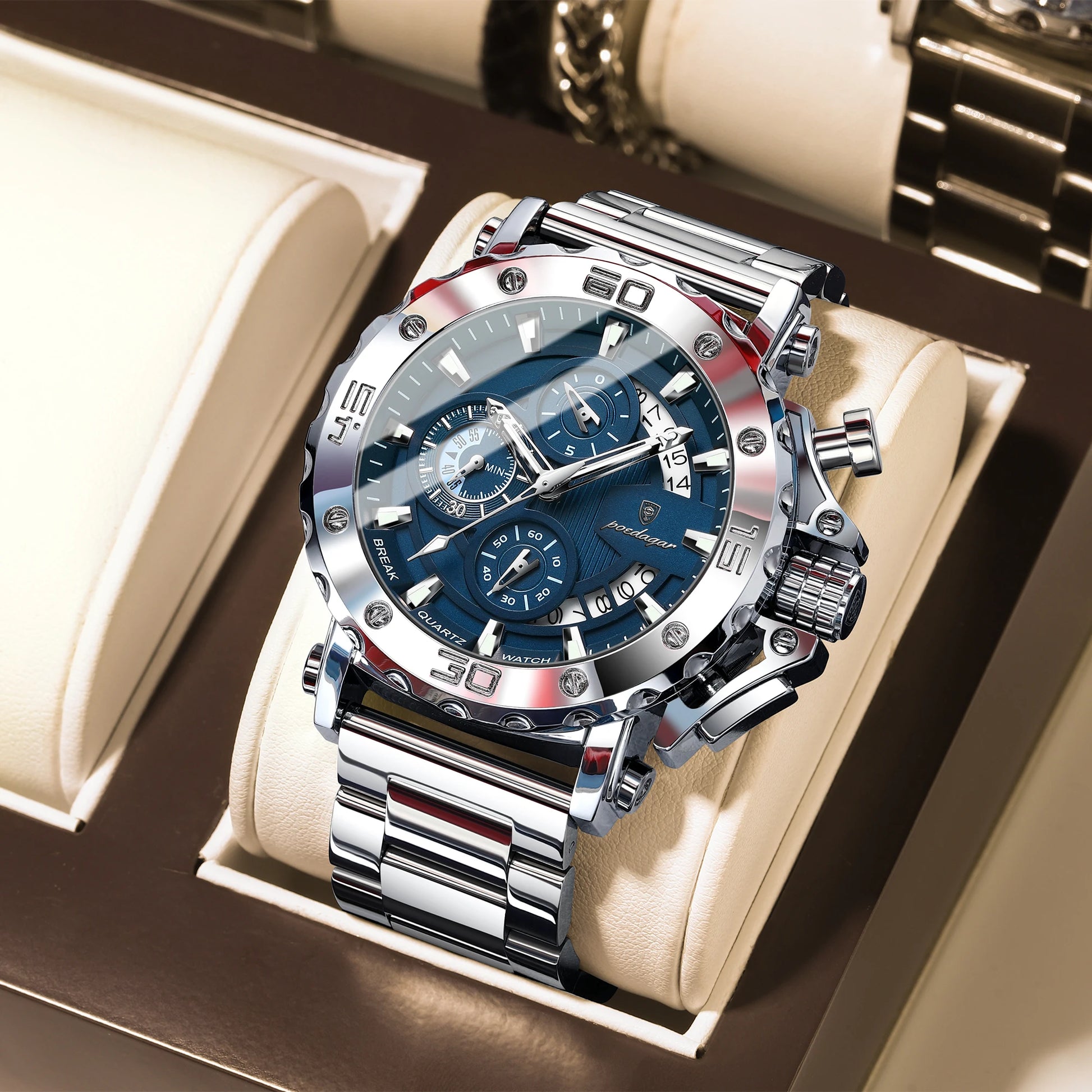 Luxury Watch for Men Calendar Luminous Waterproof Man Clock Male Chronograph Stainless Steel Men'S Quartz Watches Reloj