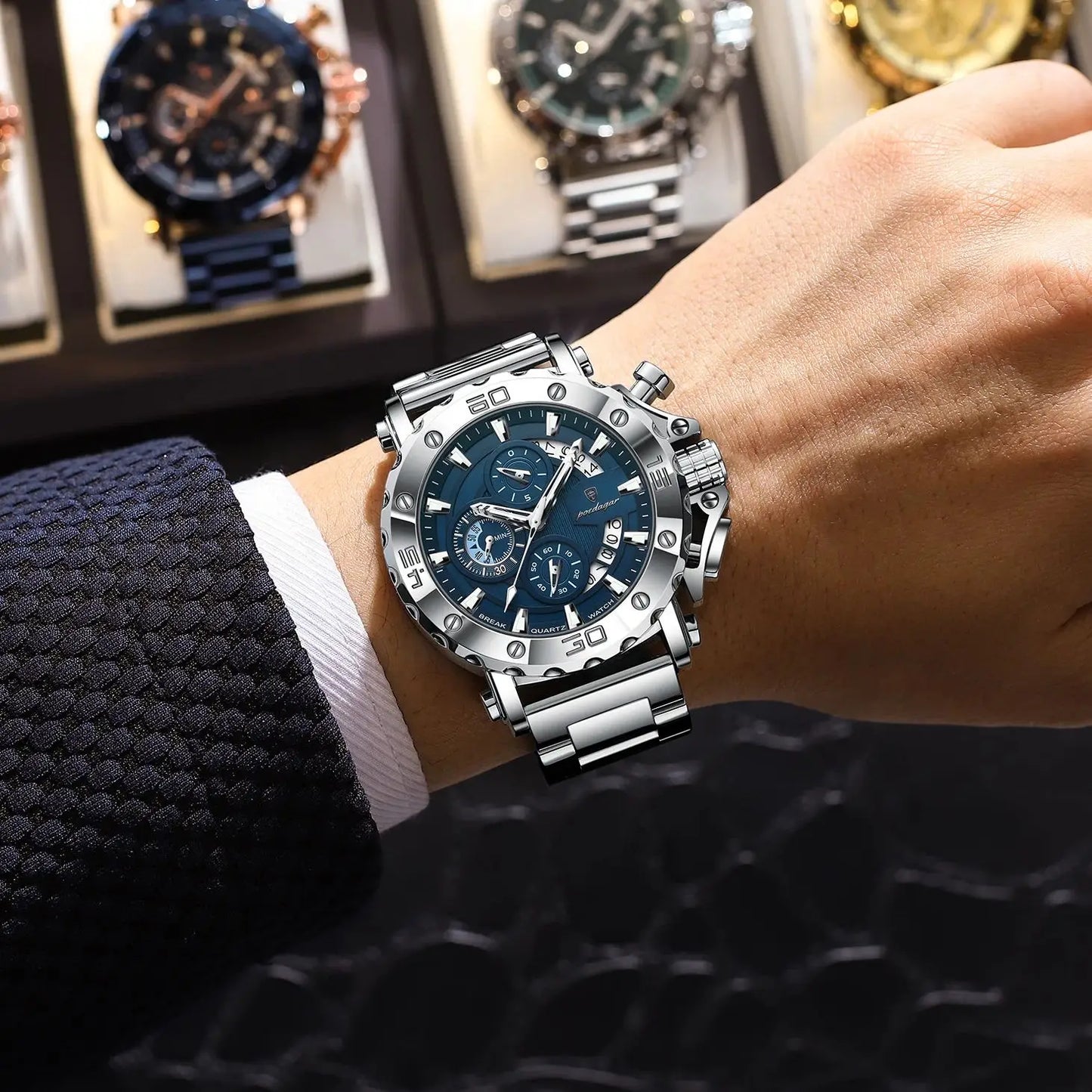 Luxury Watch for Men Calendar Luminous Waterproof Man Clock Male Chronograph Stainless Steel Men'S Quartz Watches Reloj