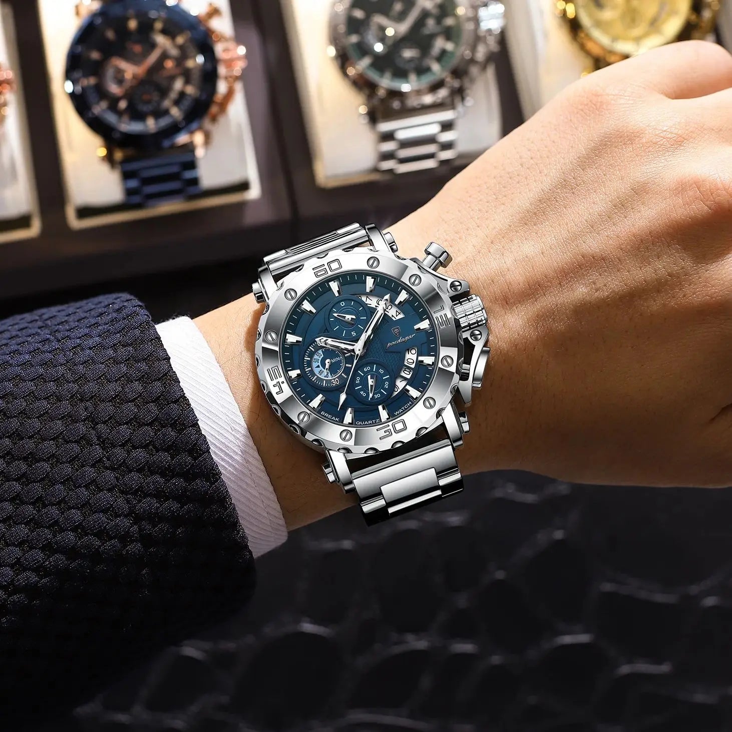 Luxury Watch for Men Calendar Luminous Waterproof Man Clock Male Chronograph Stainless Steel Men'S Quartz Watches Reloj