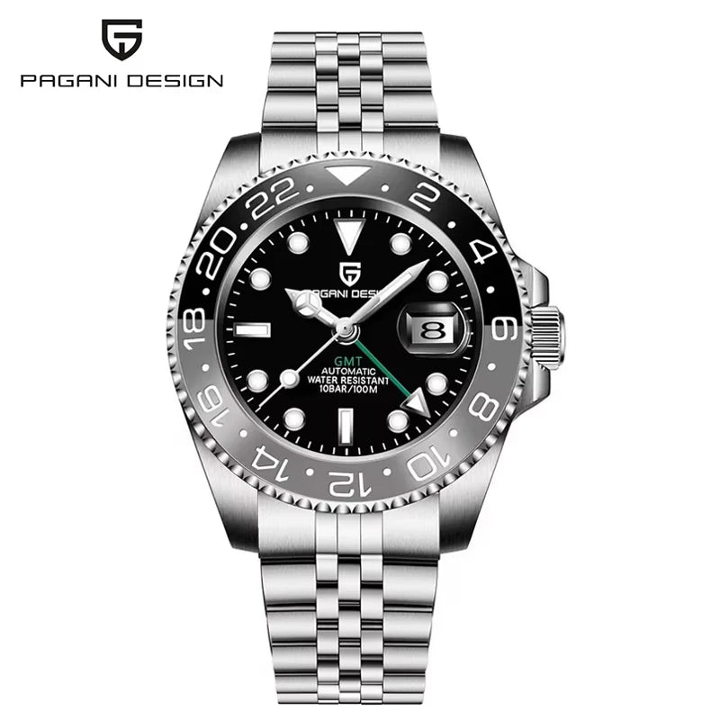 40Mm GMT Men'S Mechanical Watches Rubber Strap Rotating Bezel 100 Waterproof Sports Wristwatch Mens Business Clock