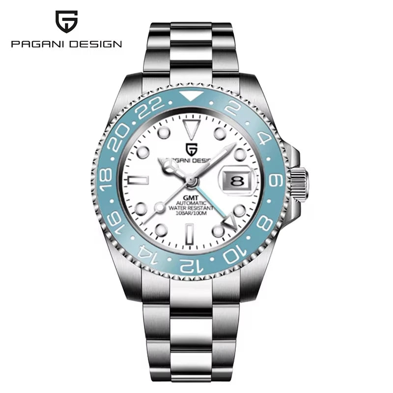 40Mm GMT Men'S Mechanical Watches Rubber Strap Rotating Bezel 100 Waterproof Sports Wristwatch Mens Business Clock