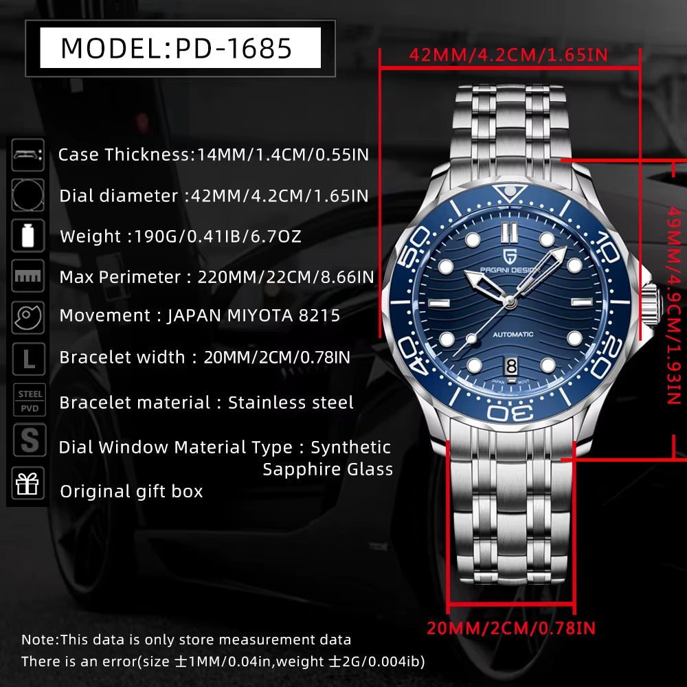 2026 New V2 Waves 200M Diving Men'S Watches Fashion Luxury Automatic Watch Men AR Sapphire Crystal Wrist Watch Men
