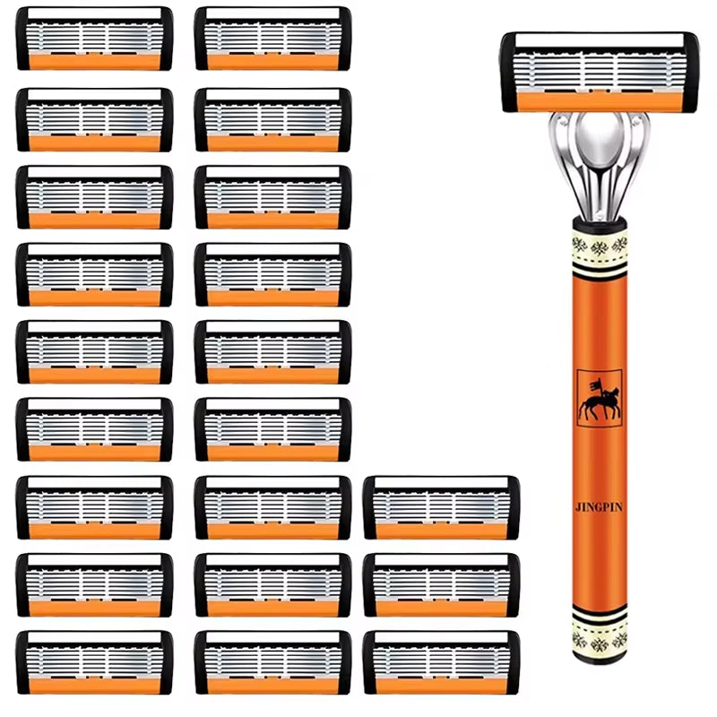 Experience the Ultimate Shave with Our 6-Layers High-Quality Stainless Steel Razor Set for Men