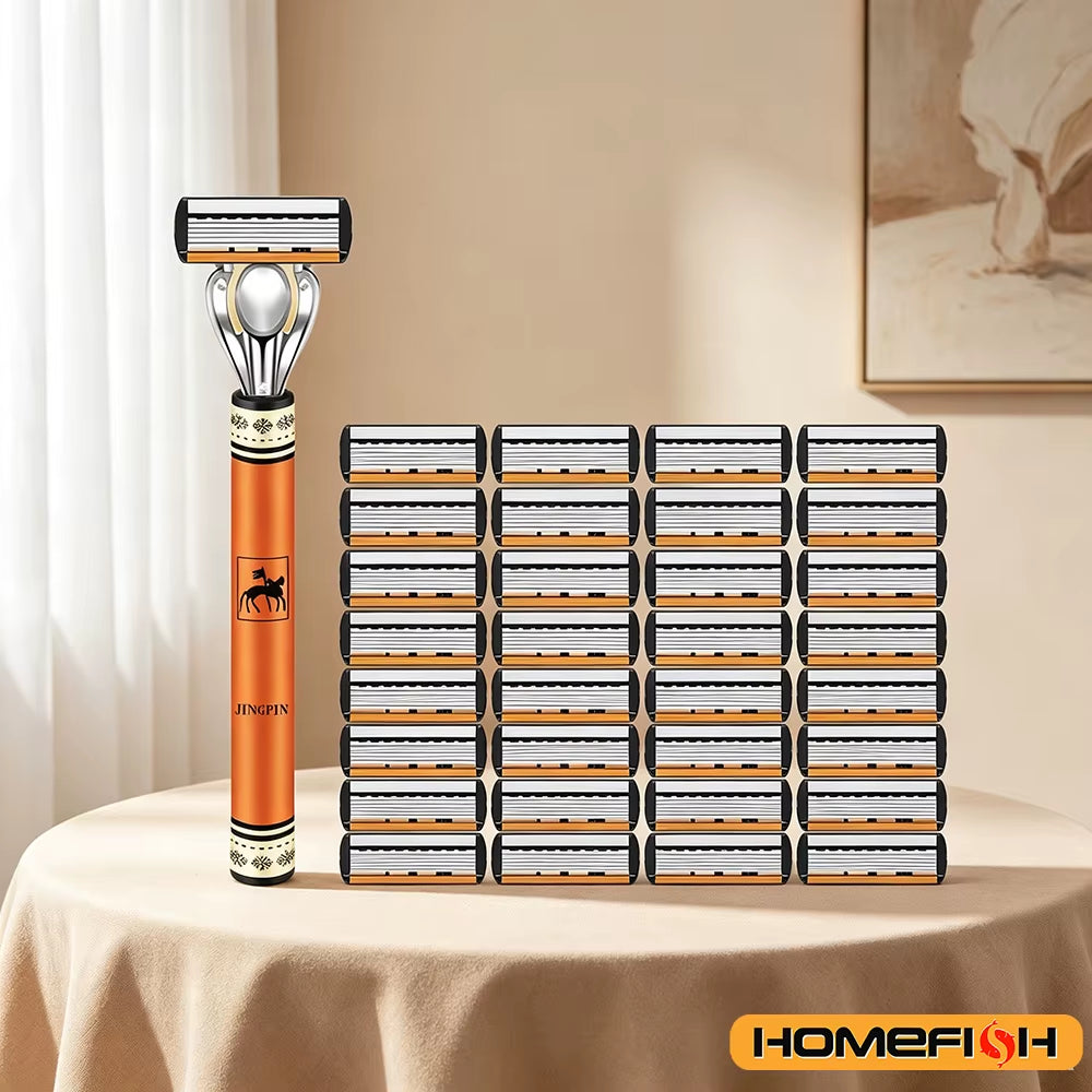 Experience the Ultimate Shave with Our 6-Layers High-Quality Stainless Steel Razor Set for Men