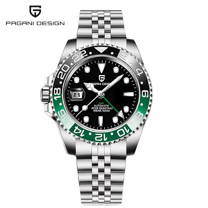 40Mm GMT Men'S Mechanical Watches Rubber Strap Rotating Bezel 100 Waterproof Sports Wristwatch Mens Business Clock