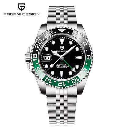 40Mm GMT Men'S Mechanical Watches Rubber Strap Rotating Bezel 100 Waterproof Sports Wristwatch Mens Business Clock