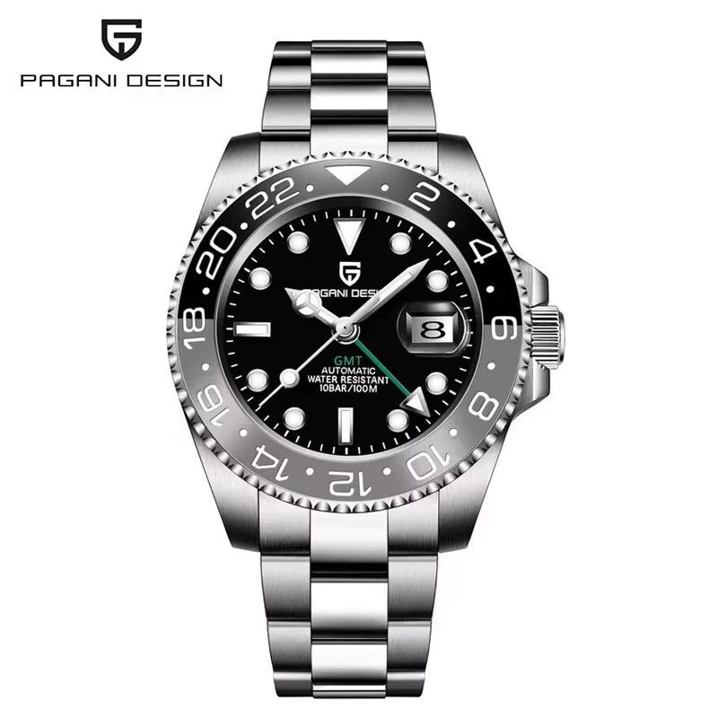 40Mm GMT Men'S Mechanical Watches Rubber Strap Rotating Bezel 100 Waterproof Sports Wristwatch Mens Business Clock